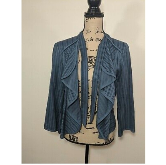 Cabi Blue Striped Peplum Jacket XS - Picture 6 of 9